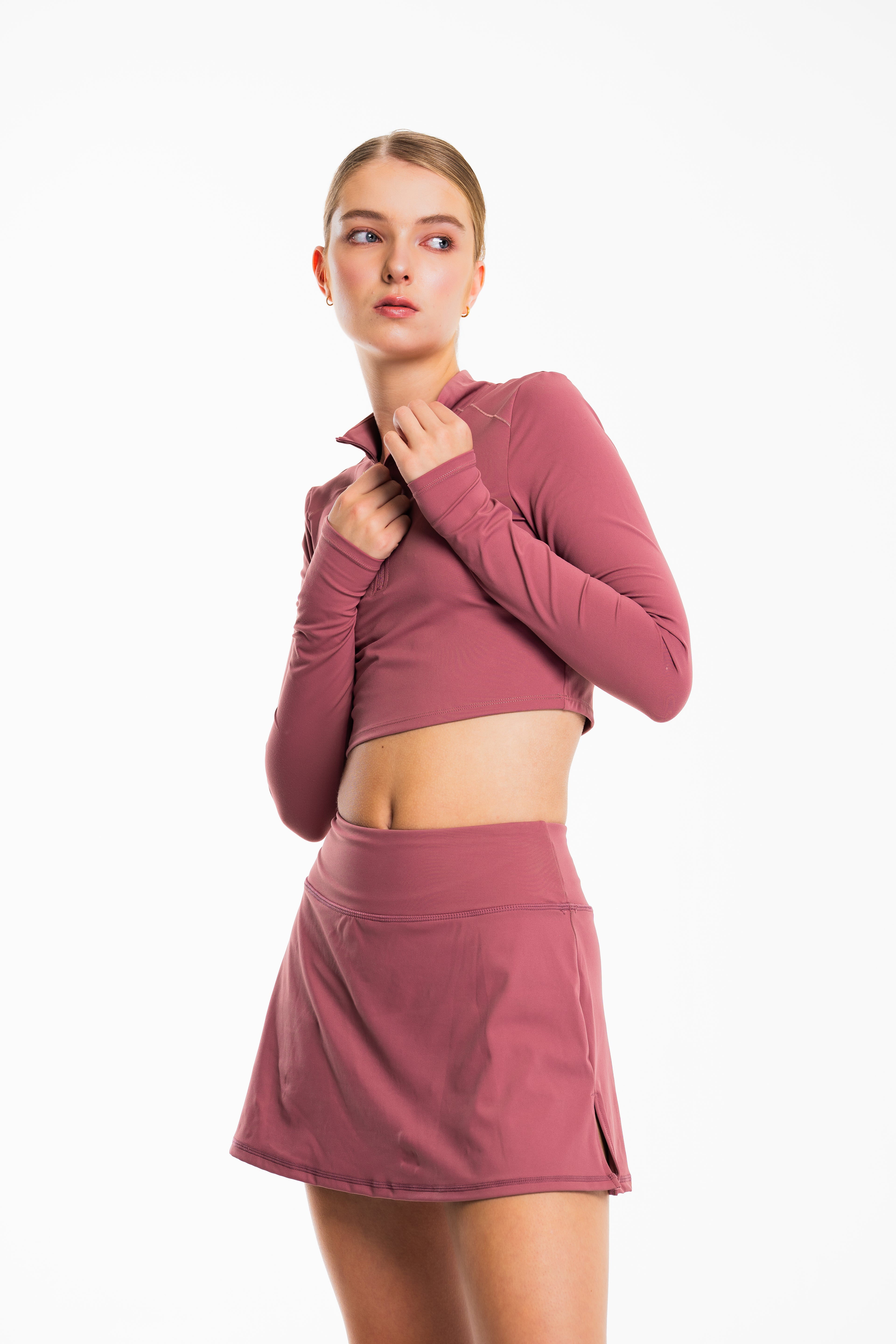 Play Cropped Quarter-Zip and Skirt Set